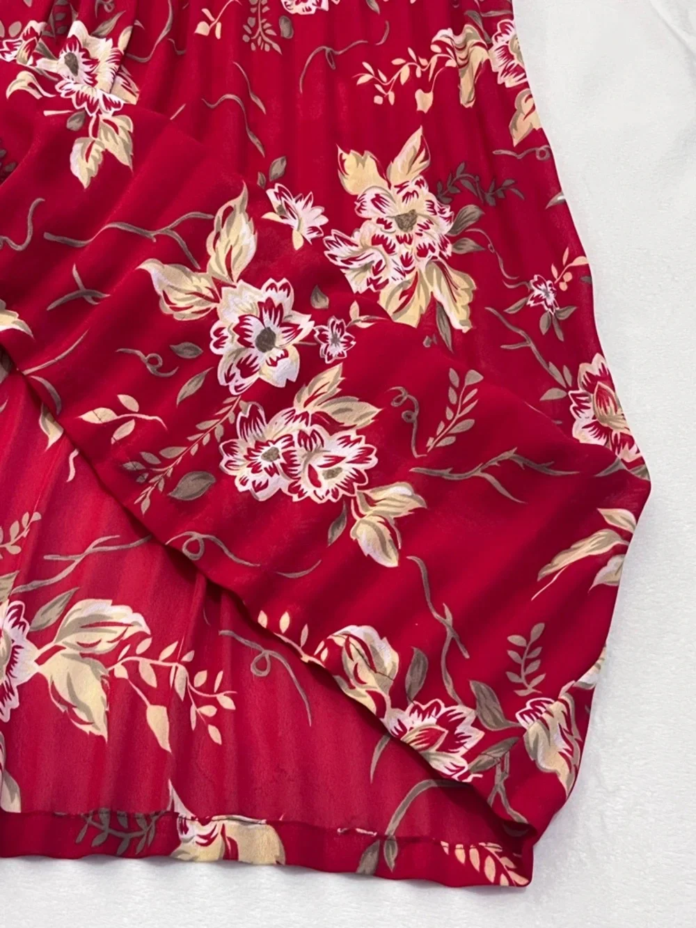 Sag Harbor Women’s Vintage Red Floral Polyester Accordian Pleated Midi Skirt L - Picture 11 of 16